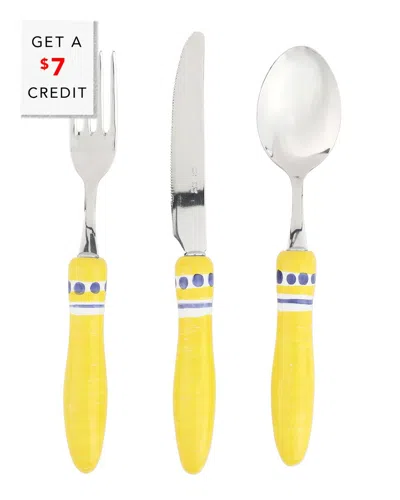 Vietri Positano 3-piece Flatware Set In Yellow