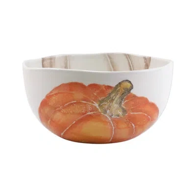 Vietri Pumpkins Deep Serving Bowl In Brown;white;orange