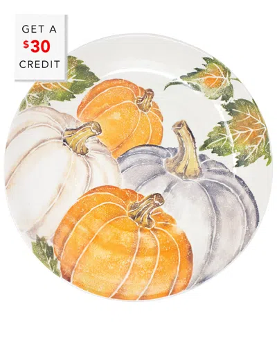 Vietri Pumpkins Large Serving Bowl With Assorted Pumpkins With $30 Credit