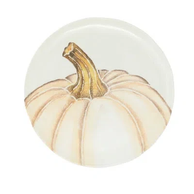 Vietri Pumpkins Salad Plate - White Medium Pumpkin In White;beige