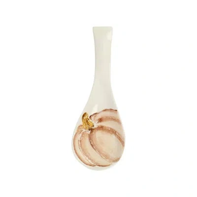 Vietri Pumpkins Spoon Rest In White;orange