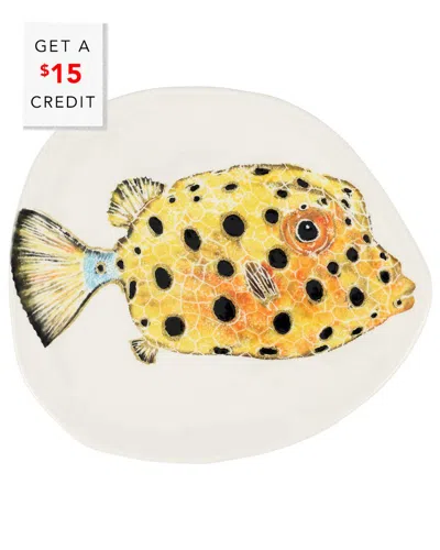 Vietri Reef Box Fish Small Round Platter With $15 Credit In Multi