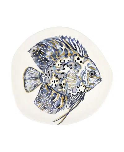 Vietri Reef Discus Fish Oblong Round Platter In Multicolor