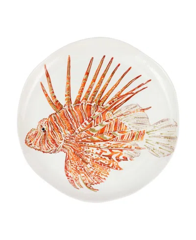 Vietri Reef Lionfish Round Platter In Orange