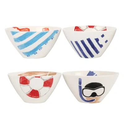 Vietri Riviera Assorted Cereal Bowls In Red,black,white,blue