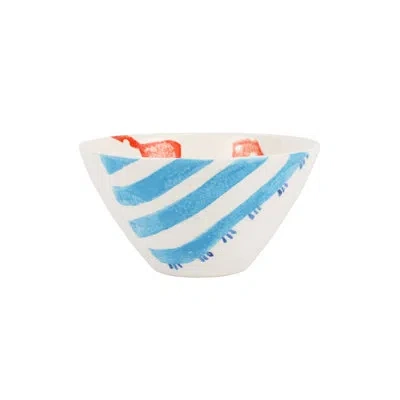 Vietri Riviera Red Bikini Cereal Bowl In White,blue,red