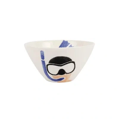 Vietri Riviera Scuba Cereal Bowl In Blue,brown,white