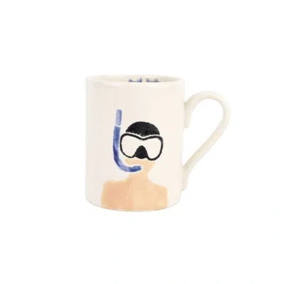 Vietri Riviera Scuba Mug In Black,white,beige