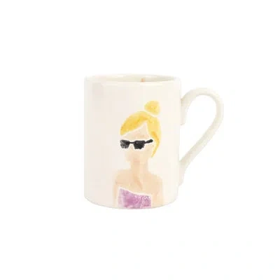 Vietri Riviera Sunglasses Mug In White,yellow,purple