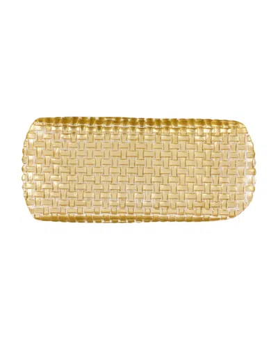 Vietri Rufolo Basketweave Large Rectangular Tray In Gold
