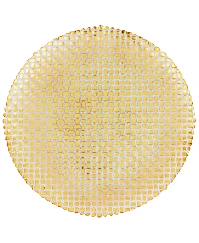 Vietri Rufolo Basketweave Large Round Platter In Gold
