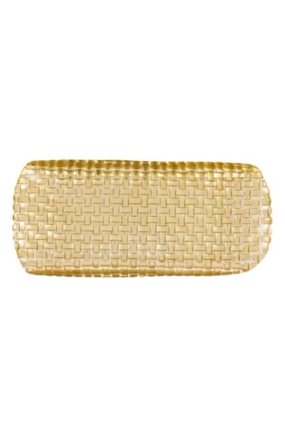 Vietri Rufolo Glass Basketweave Serving Tray In Gold
