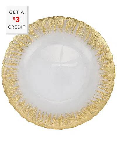 Vietri Rufolo Glass Brushstroke Canape Plate With $3 Credit In Gold