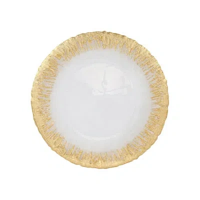 Vietri Rufolo Glass Dinner Plate In White,gold