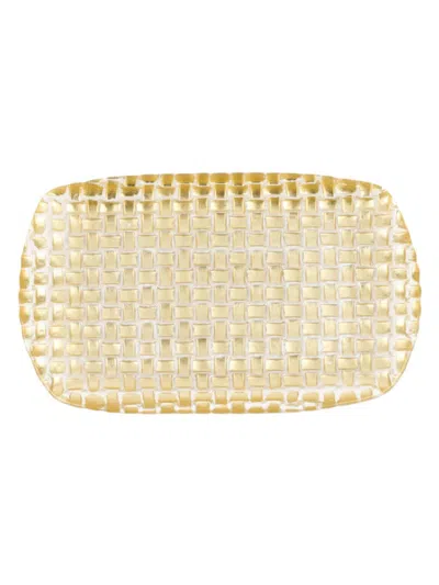 Vietri Rufolo Glass Gold Basketweave Rectangular Tray