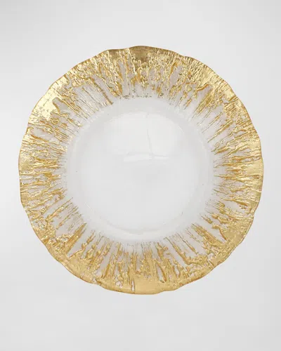 Vietri Rufolo Glass Metallic Brushstroke Salad Plate In Gold