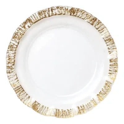 Vietri Rufolo Glass Service Plate/charger In White,gold