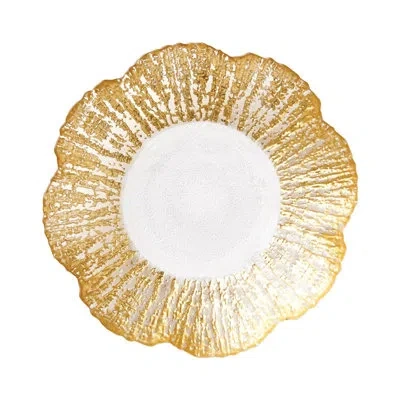 Vietri Rufolo Glass Small Shallow Bowl In Gold;clear