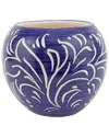 Vietri Rustic Garden Blue Scroll Small Round Planter