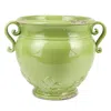 Vietri Rustic Garden Linen Basil Round Planter In Green