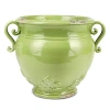 Vietri Rustic Garden Linen Basil Round Planter In Pistachio