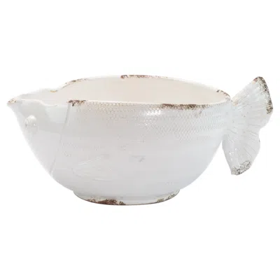 Vietri Rustic Garden White Fish Cachepot