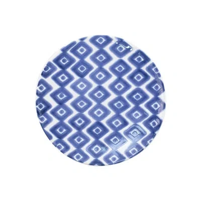 Vietri Santorini Diamond Salad Plate In Blue;white