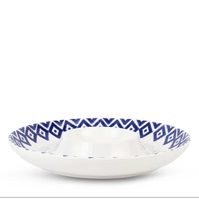 Vietri Santorini Diamonds Chip And Dip Platter In Blue