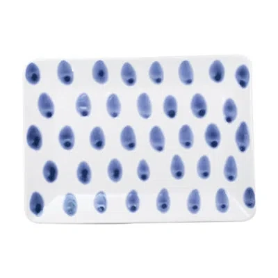 Vietri Santorini Dot Small Rectangular Platter In Blue