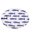 Vietri Santorini Fish Small Oval Platter In Blue