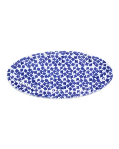 Vietri Santorini Flower Narrow Oval Platter In Blue