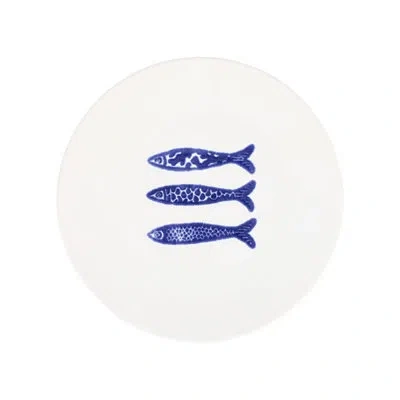 Vietri Santorini Minnows Salad Plate In Blue,white