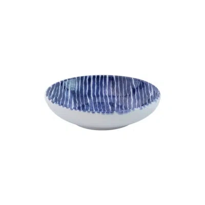 Vietri Santorini Stripe Condiment Bowl In Blue