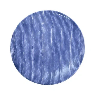 Vietri Santorini Stripe Dinner Plate In Blue