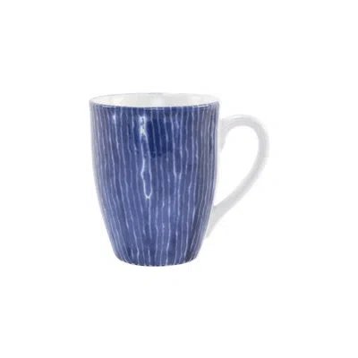 Vietri Santorini Stripe Mug In Blue;white