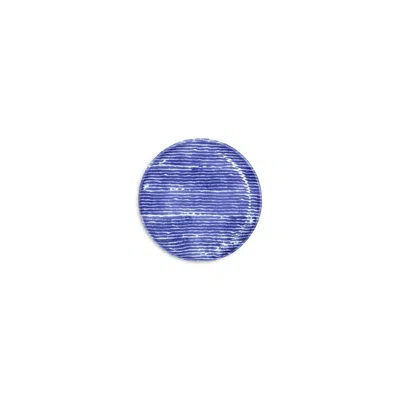 Vietri Santorini Striped Cocktail Plate In Blue