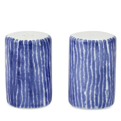 Vietri Santorini Striped Salt & Pepper Shakers In Blue