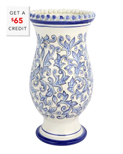 Vietri Scorrimento Tall Vase With $65 Credit In Blue