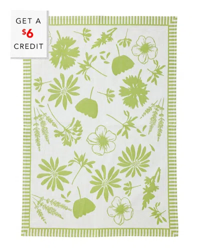 Vietri Set Of 2 Strofinaccio Sage Florals Dish Towels With $6 Credit In Green