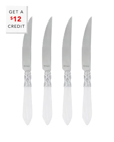 Vietri Set Of 4 Aladdin Brilliant White Steak Knives With $12 Credit