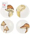 Vietri Autunno Set Of 4 Assorted Mushroom Canape Plates