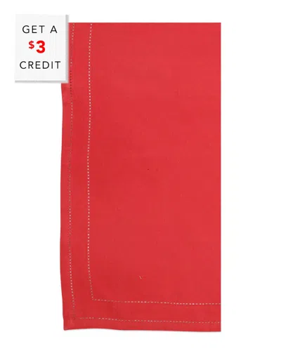Vietri Set Of 4 Cotone Linens Red Napkins With Double Stitching With $3 Credit