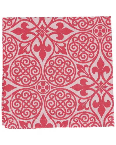 Vietri Set Of 4 Damask Napkins In Red
