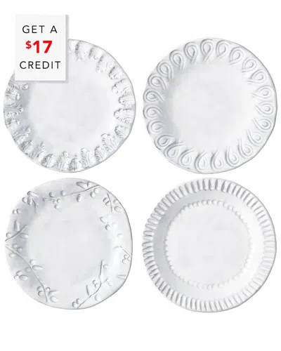 Vietri Set Of 4 Incanto Assorted Canape Plates With $17 Credit In White