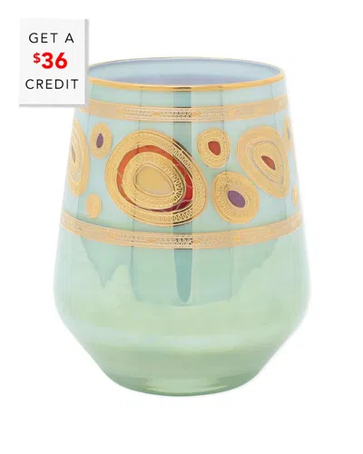 Vietri Set Of 4 Regalia Assorted Stemless Wine Glasses With $36 Credit In Multi
