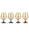 Vietri Set Of 4 Regalia Deco Assorted Brandy Snifters
