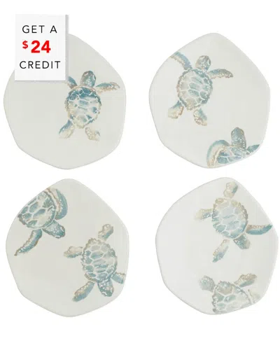 Vietri Set Of 4 Tartaruga Assorted Salad Plates With $24 Credit In Blue