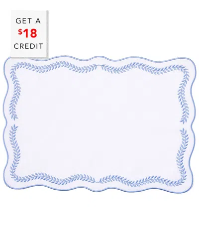 Vietri Set Of 4 Tessuti Rectangular Placemats With Cornflower Blue Ivy With $18 Credit In White