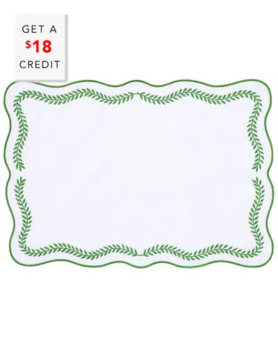 Vietri Set Of 4 Tessuti Rectangular Placemats With Sage Green Ivy With $18 Credit In White