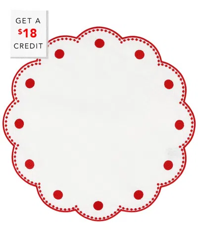 Vietri Set Of 4 Tessuti Round Placemats With Red Dots With $18 Credit In Multi